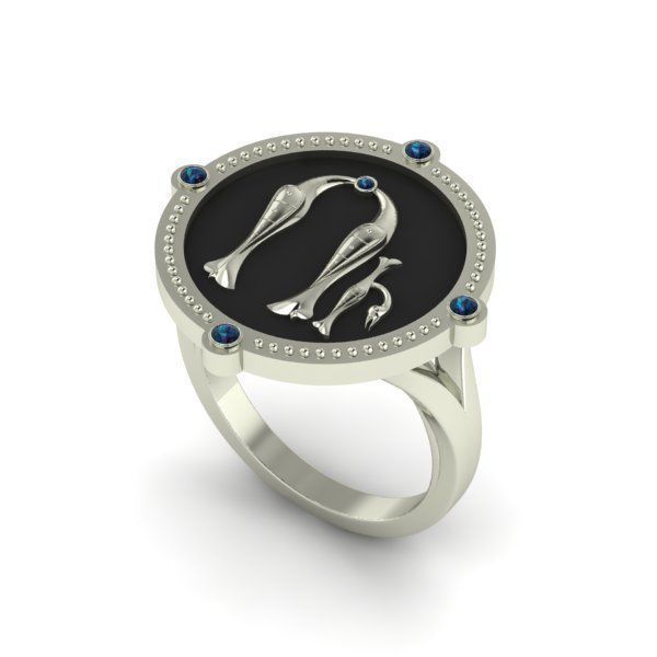 Bird-calligraphy ring U 3D print model_18