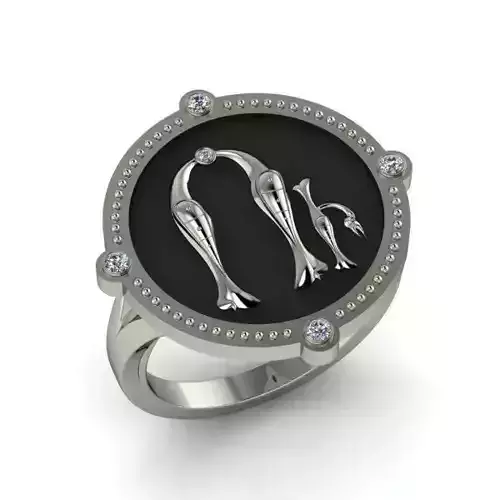 Bird-calligraphy ring U