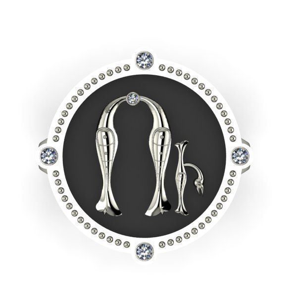 Bird-calligraphy ring U 3D print model_6