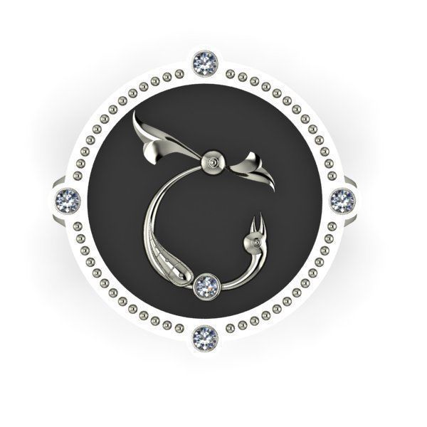 Bird-calligraphy ring Sh 3D print model_6