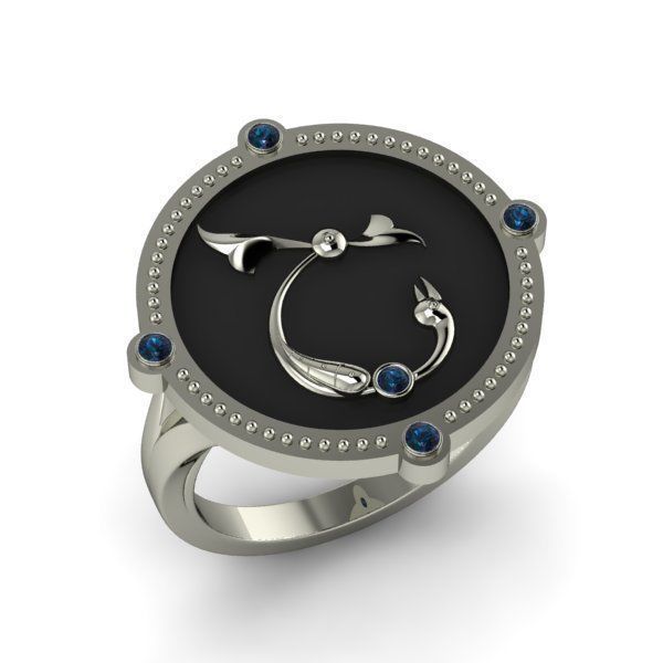 Bird-calligraphy ring Sh 3D print model_11