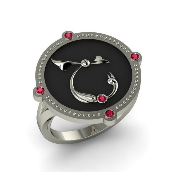 Bird-calligraphy ring Sh 3D print model_12