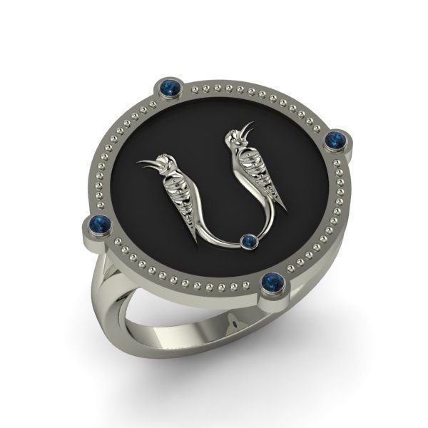 Bird-calligraphy ring S 3D print model_11