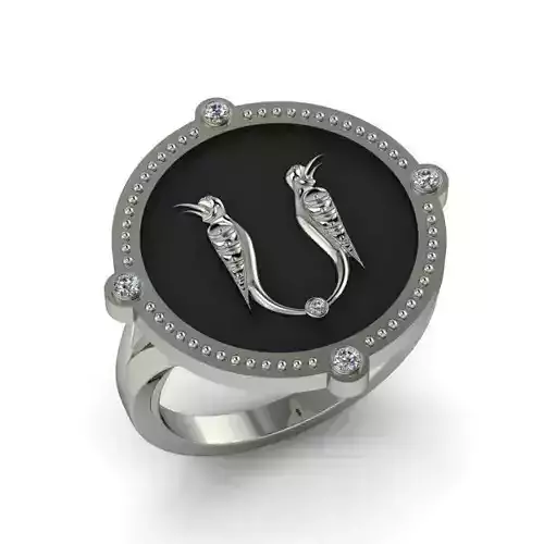 Bird-calligraphy ring S