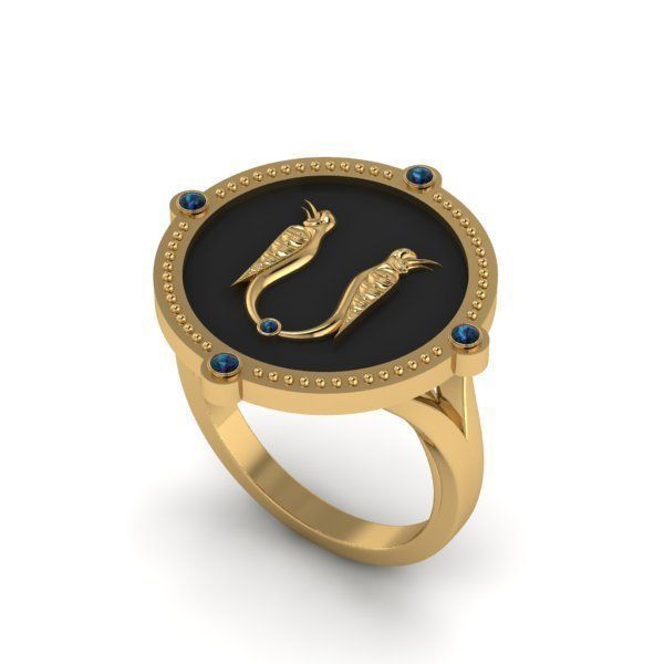 Bird-calligraphy ring S 3D print model_20