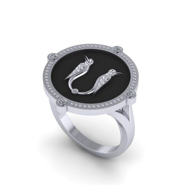 Bird-calligraphy ring S 3D print model_17