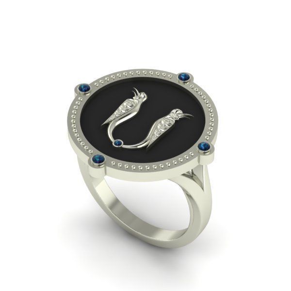 Bird-calligraphy ring S 3D print model_18