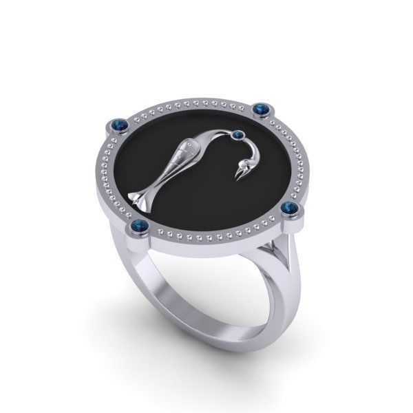 Bird-calligraphy ring Rh 3D print model_16