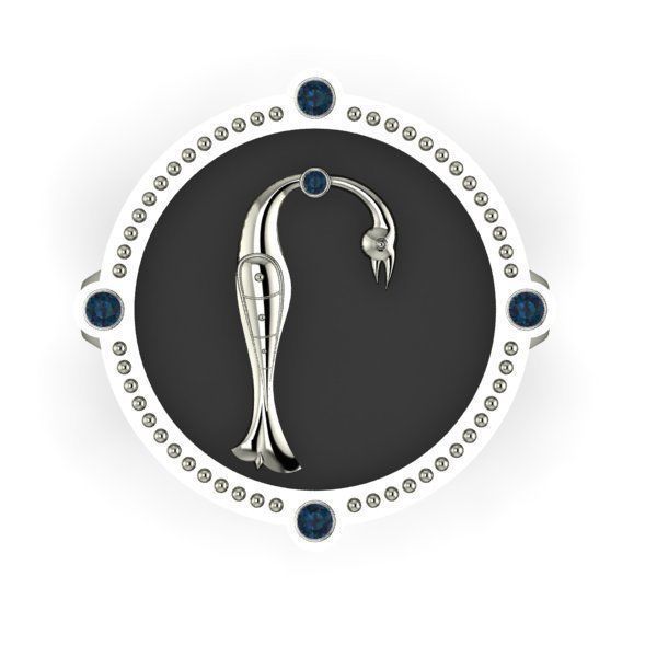 Bird-calligraphy ring Rh 3D print model_5