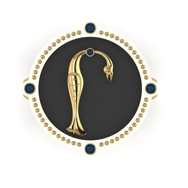 Bird-calligraphy ring Rh 3D print model_8