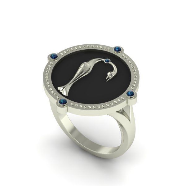 Bird-calligraphy ring Rh 3D print model_18