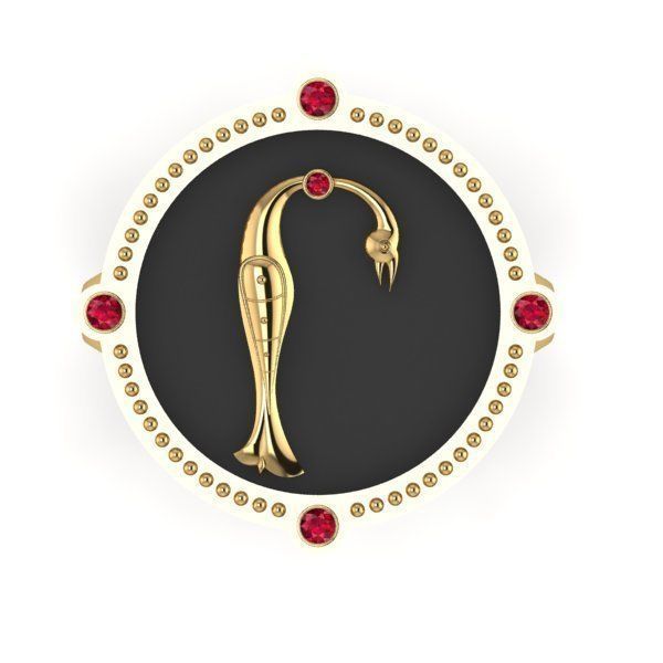 Bird-calligraphy ring Rh 3D print model_10