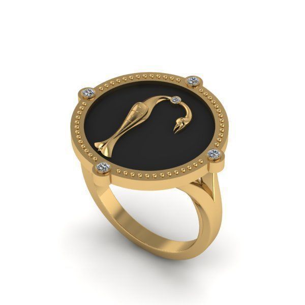 Bird-calligraphy ring Rh 3D print model_21