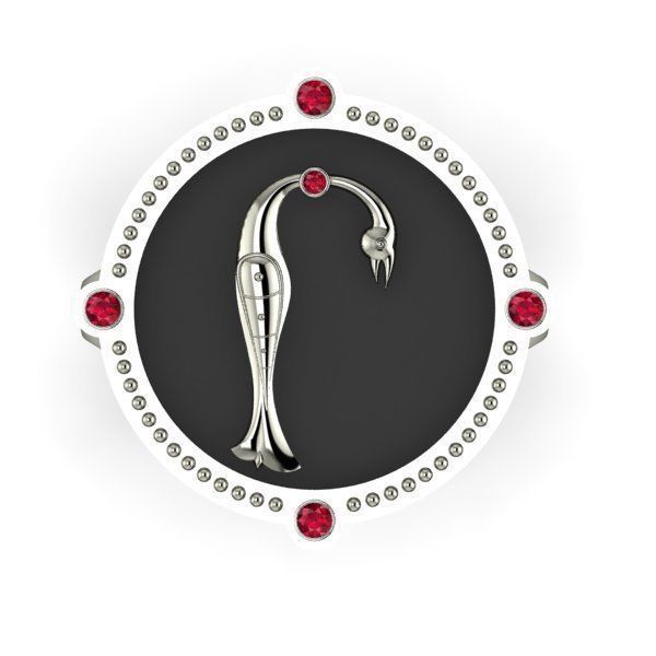 Bird-calligraphy ring Rh 3D print model_7