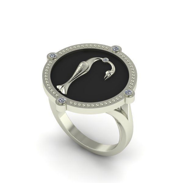 Bird-calligraphy ring Rh 3D print model_19