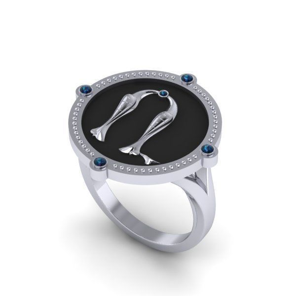 Bird-calligraphy ring R 3D print model_16