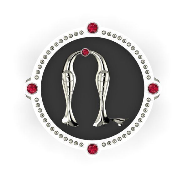 Bird-calligraphy ring R 3D print model_7