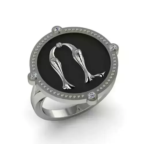Bird-calligraphy ring R