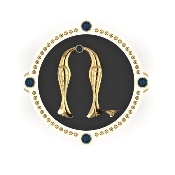 Bird-calligraphy ring R 3D print model_8