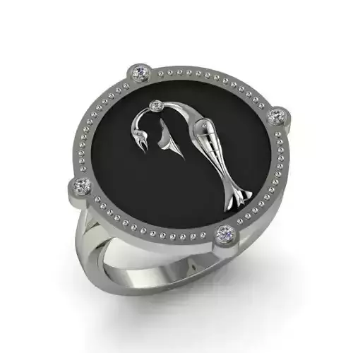 Bird-calligraphy ring P