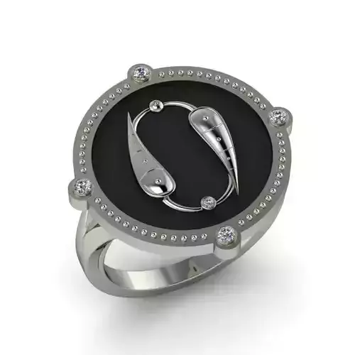 Bird-calligraphy ring O 3D print model