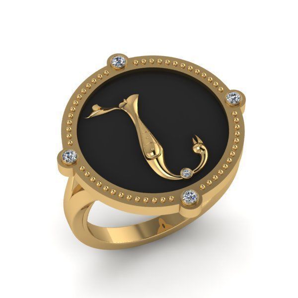 Bird-calligraphy ring N 3D print model_14