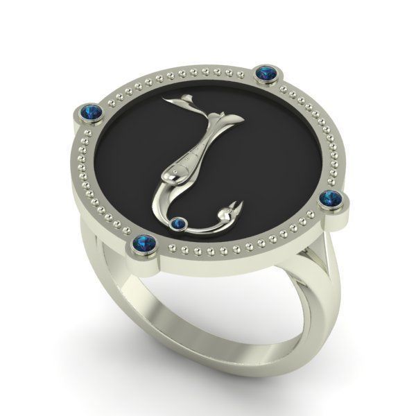 Bird-calligraphy ring N 3D print model_18
