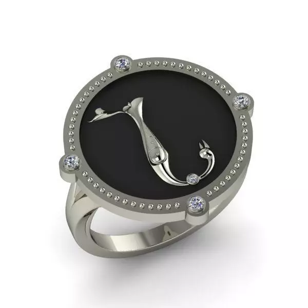 Bird-calligraphy ring N 3D print model_0
