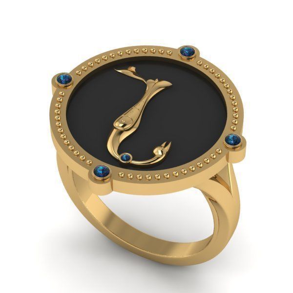 Bird-calligraphy ring N 3D print model_20