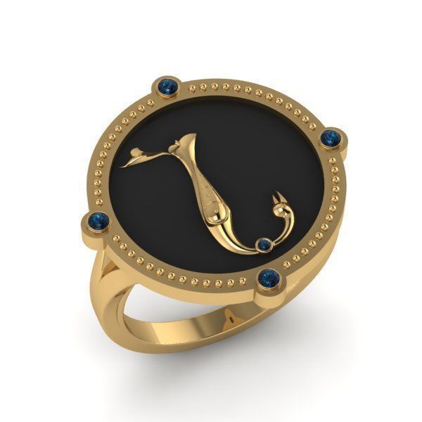 Bird-calligraphy ring N 3D print model_13