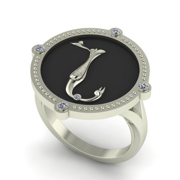 Bird-calligraphy ring N 3D print model_19