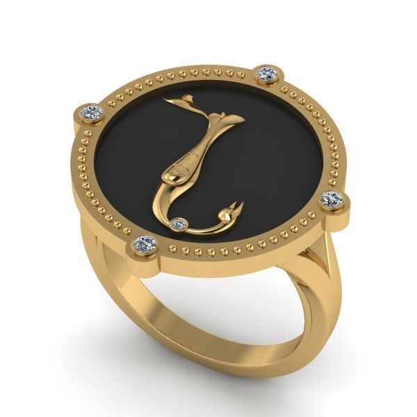 Bird-calligraphy ring N 3D print model_21