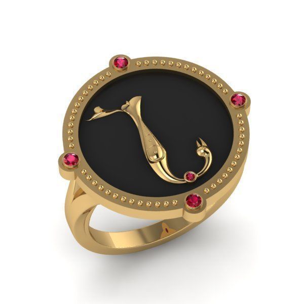 Bird-calligraphy ring N 3D print model_15