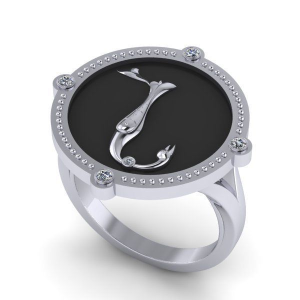 Bird-calligraphy ring N 3D print model_17