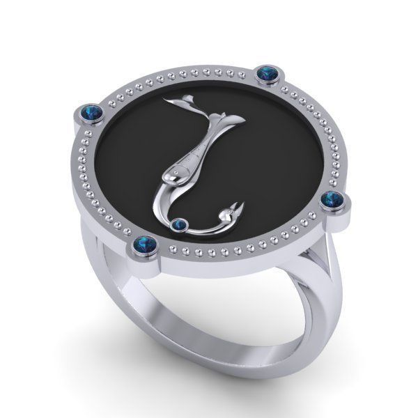 Bird-calligraphy ring N 3D print model_16