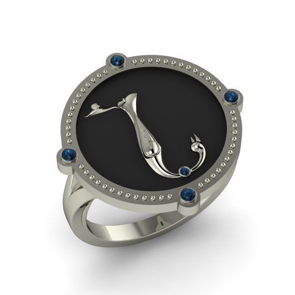 Bird-calligraphy ring N 3D print model_11