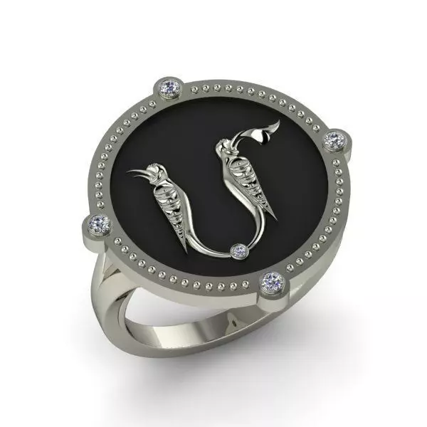 Bird-calligraphy ring M 3D print model_0