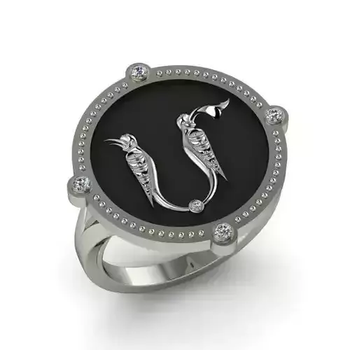 Bird-calligraphy ring M 3D print model
