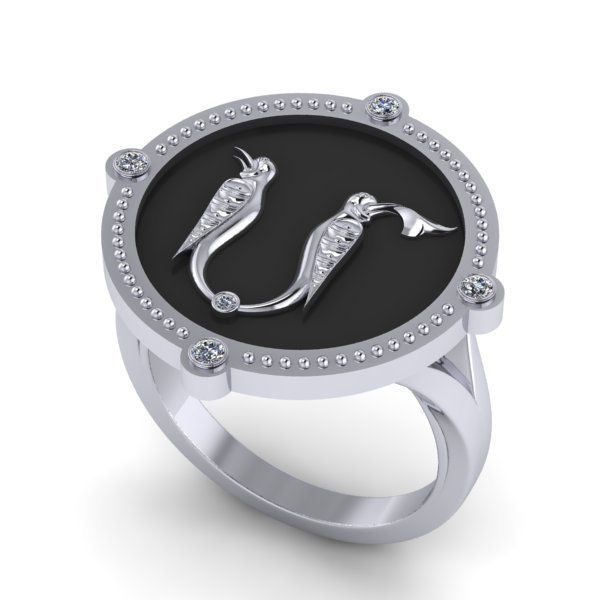 Bird-calligraphy ring M 3D print model_17