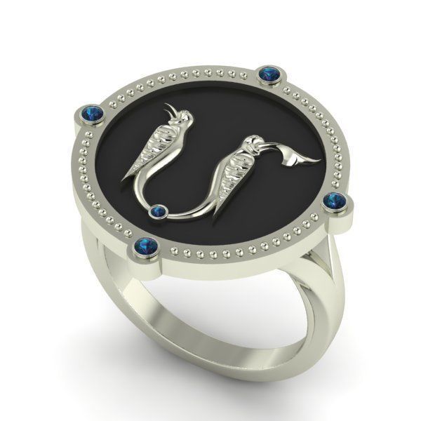 Bird-calligraphy ring M 3D print model_18