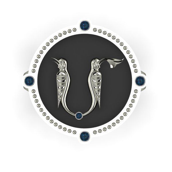 Bird-calligraphy ring M 3D print model_5