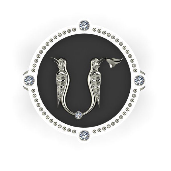 Bird-calligraphy ring M 3D print model_6