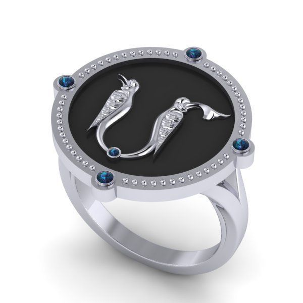 Bird-calligraphy ring M 3D print model_16