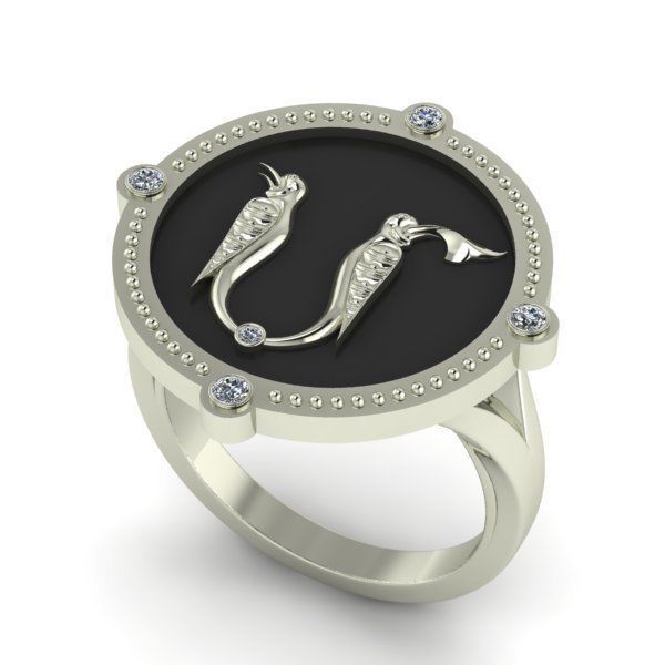 Bird-calligraphy ring M 3D print model_19