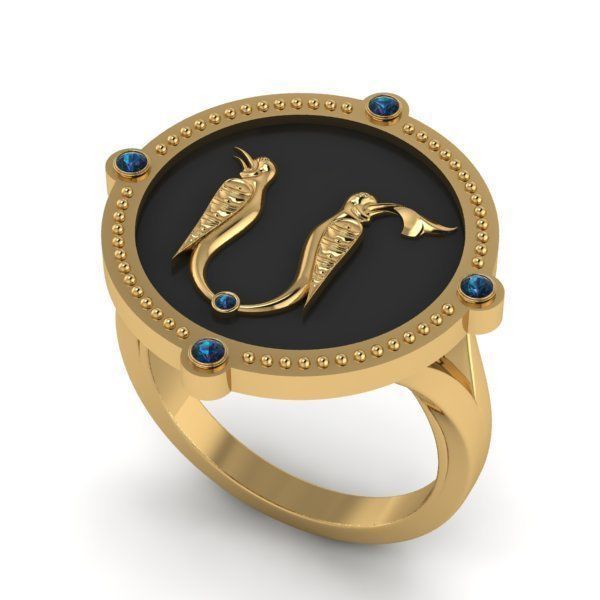 Bird-calligraphy ring M 3D print model_20