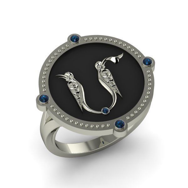 Bird-calligraphy ring M 3D print model_11