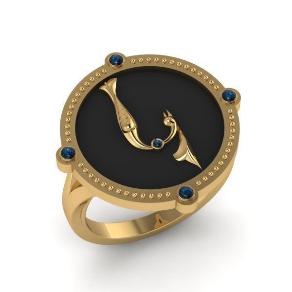 Bird-calligraphy ring K 3D print model_13