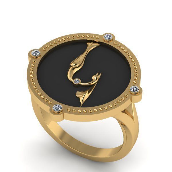 Bird-calligraphy ring K 3D print model_21