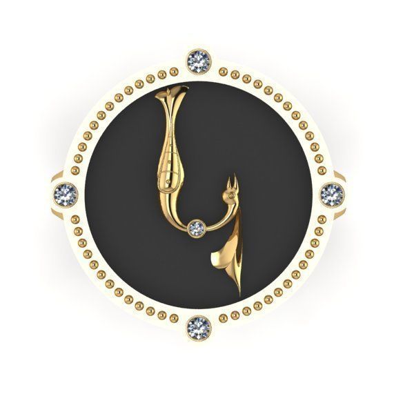 Bird-calligraphy ring K 3D print model_9