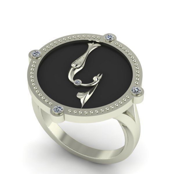 Bird-calligraphy ring K 3D print model_19